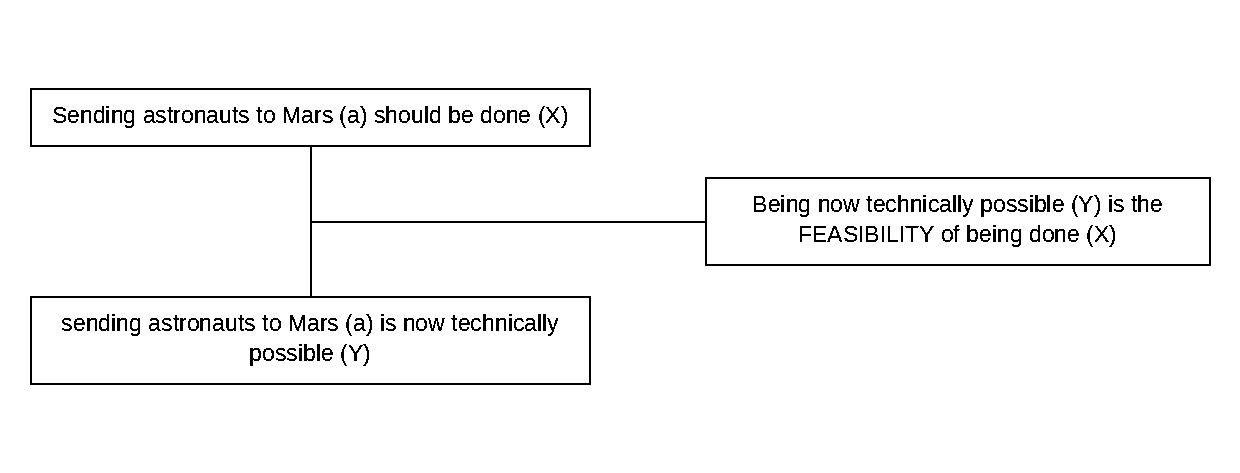 Triadic structure of the argument from possibility example: conclusion, premise and lever