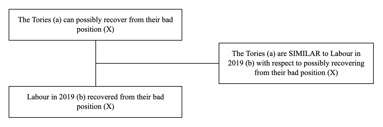 Triadic structure of the argument from similarity example: conclusion, premise and lever